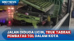 Truk Semen Tabrak Pembatas...
