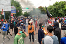 Demo Mahasiswa di Bekasi,...