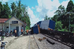 KA Babaranjang Anjlok di Prabumulih, Kereta Pengangkut Barang Tertahan