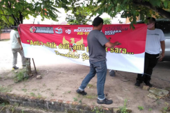 PWI - Polres Bangka Tengah Sebar Spanduk Anti Politik Uang
