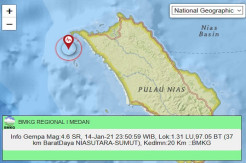 Tengah Malam Nias Utara Diguncang Gempa Tektonik Dangkal yang Berpusat di Laut