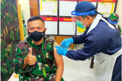 Prajurit dan Persit Yonif R 641/Bru Sukseskan Program Vaksinasi Nasional