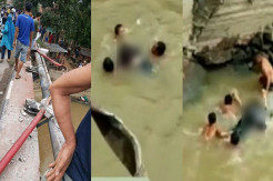 Tabrak Pembatas Pajero Terjun ke Sungai, 4 Orang Tewas Seketika