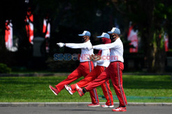 Simulasi Pengibaran Bendera HUT Ke-75 RI di Istana Merdeka
