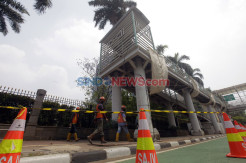 Pembongkaran JPO dan Halte Transjakarta Bank Indonesia Dimulai