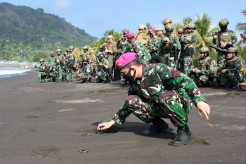 Lestarikan Alam, Begini Kekompakan Marinir TNI AL dan Marinir Amerika Lepaskan Penyu ke Laut