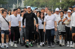 HT dan Ganjar Pranowo Jalan Pagi Bareng di Kawasan CFD Jakarta