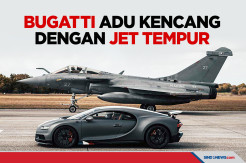 Bugatti Edisi Spesial Adu Kencang dengan Pesawat Jet Tempur