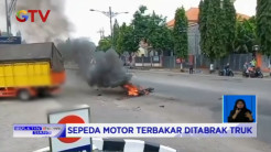 Motor Tabrak Truk di Depan SPBU hingga Terbakar, Satu Orang Tewas