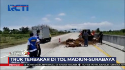 Mobil Pengangkut Tembakau Terbakar di Jalan Tol Madiun-Surabaya