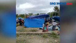 Tenda Pengungsi Gempa di Majene Diterjang Angin Kencang