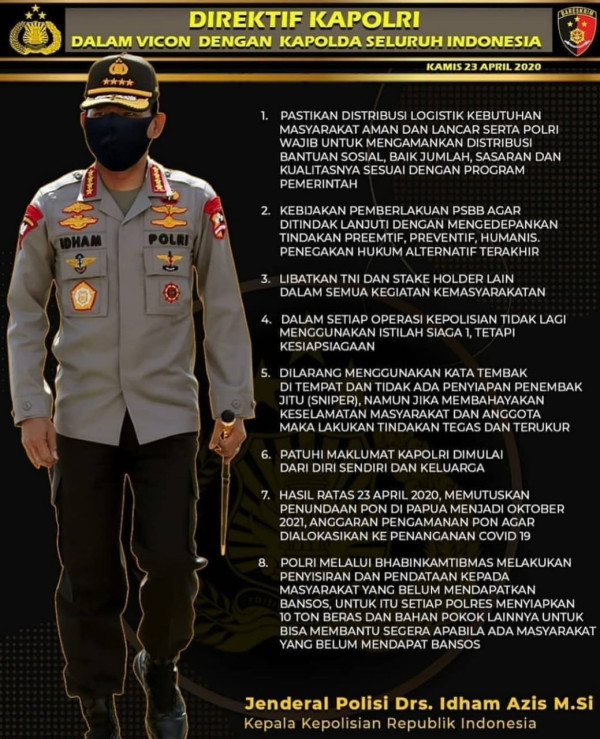 Kapolri Instruksikan Tiap Polres Salurkan 10 Ton Beras ke Warga