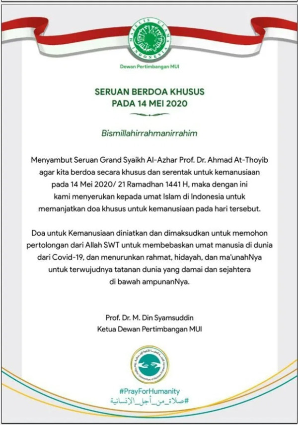 Sambut Grand Syaikh Al-Azhar, Din Ajak Doa Bersama Pada 21 Ramadhan