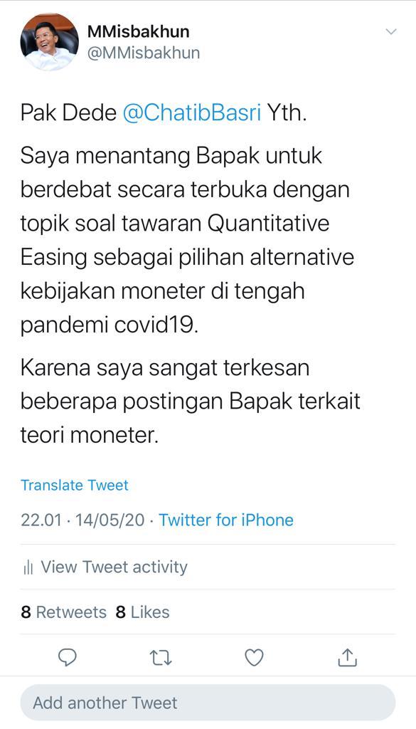 Legislator Tantang Chatib Basri Debat Terbuka Soal Kebijakan Moneter