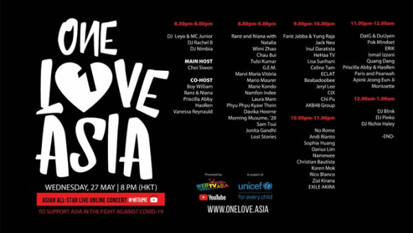 One Love Asia Sukses Kumpulkan Para Seleb Asia untuk Galang Donasi