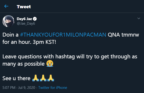 Video Musik Pacman Tembus 1 Juta Penonton, Jae DAY6 akan Buka Q&A untuk Penggemar