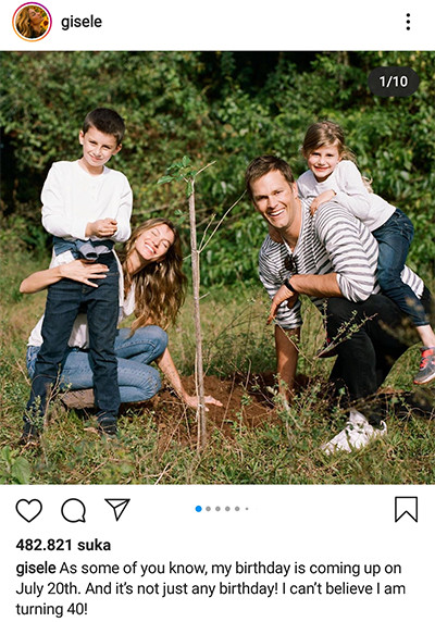 Inspiratif! Supermodel Gisele Bundchen Rayakan Ultah ke-40 dengan Tanam 40.000 Pohon