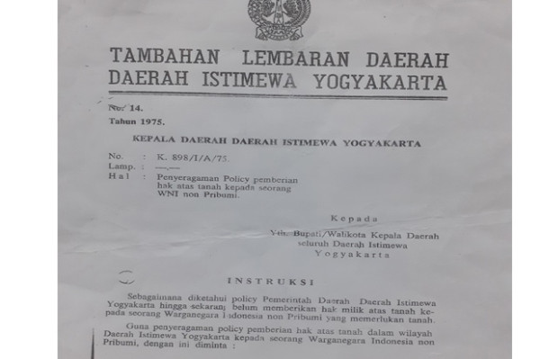 Warga Tionghoa di DIY Boleh Punya Hak Milik Tanah