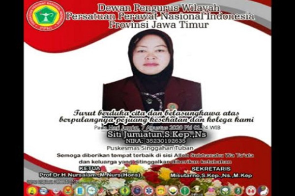 Kembali Berduka, Perawat Senior di Tuban Meninggal Terpapar COVID-19