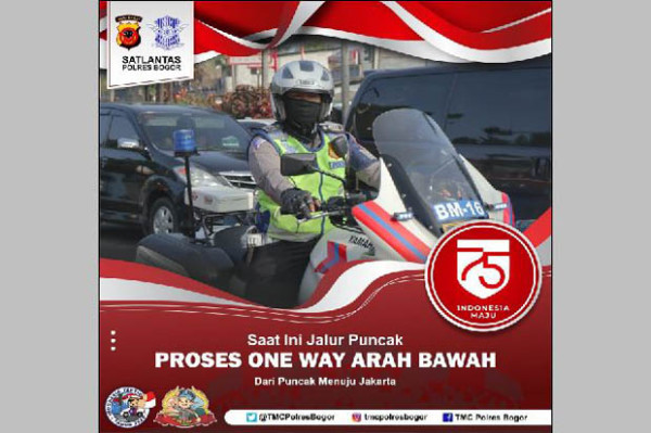 Traffic Report Gerbang Tol Ciawi: Arus Lalu Lintas Dua Arah Lancar, One Way Arah Bawah