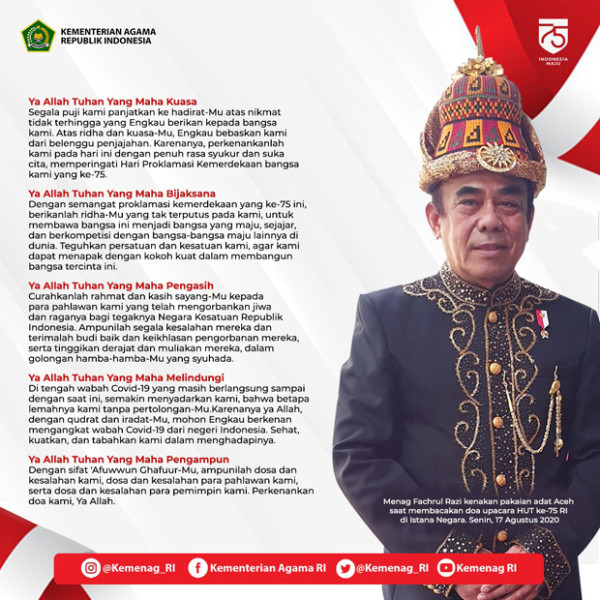Ini Doa Menag dalam Upacara HUT RI di Istana Merdeka