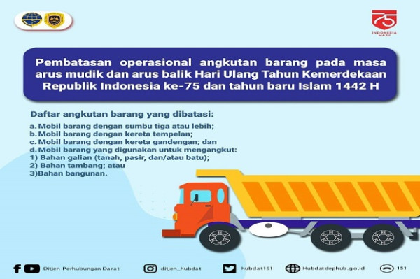 Truk Dilarang Masuk Tol di Masa Liburan Tahun Baru Islam