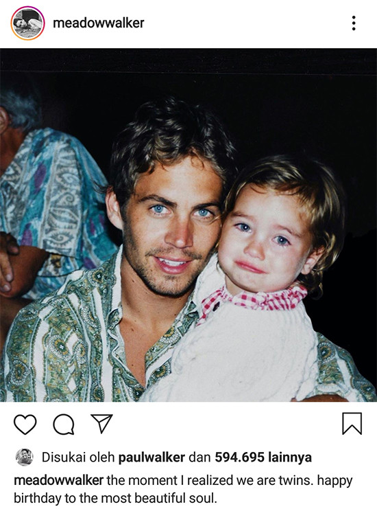 Paul Walker Ulang Tahun, sang Putri Buat Unggahan Menyentuh