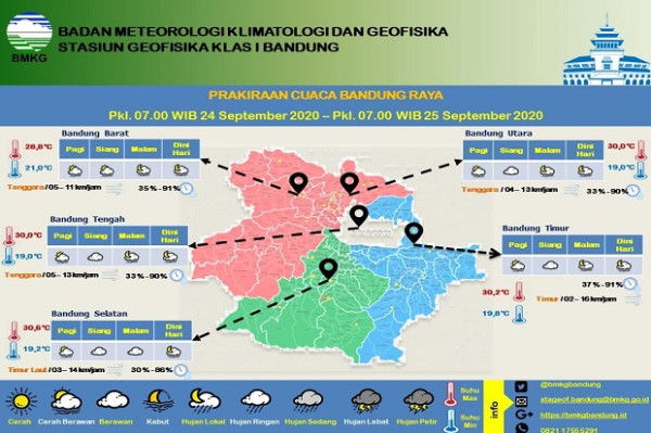 Bandung Raya Bakal Diguyur Hujan Lokal pada Malam-Dini Hari