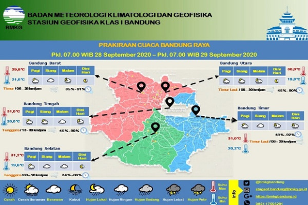 Senin 28 September, Bandung Selatan-Utara-Barat Berkabut