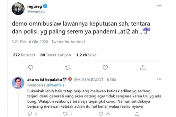 Iwan Fals Ngetwit Demo Omnibus Law, Warganet: Om Tak seperti Dulu Lagi