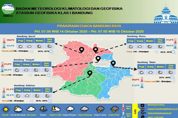 BMKG Ramalkan Hujan Lokal Basahi Bandung Raya pada Malam-Dini Hari