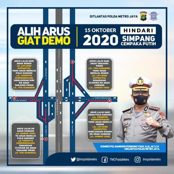 Batal ke Istana Negara, Buruh Orasi Tolak UU Cipta Kerja di Cempaka Putih