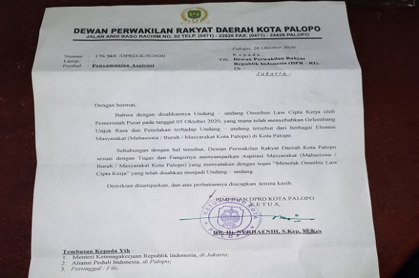 Dukung Mahasiswa, DPRD Palopo Nyatakan Sikap Tolak UU Omnibus Law