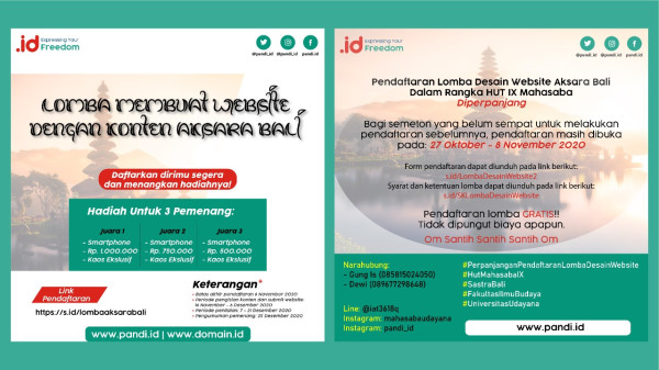PANDI dan UNUD Gelar Kompetisi Bikin Website dari Aksara Bali