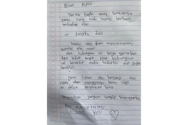 Ini Isi Surat Cinta Terakhir Ditulis Remaja di Toraja Sebelum Gantung Diri