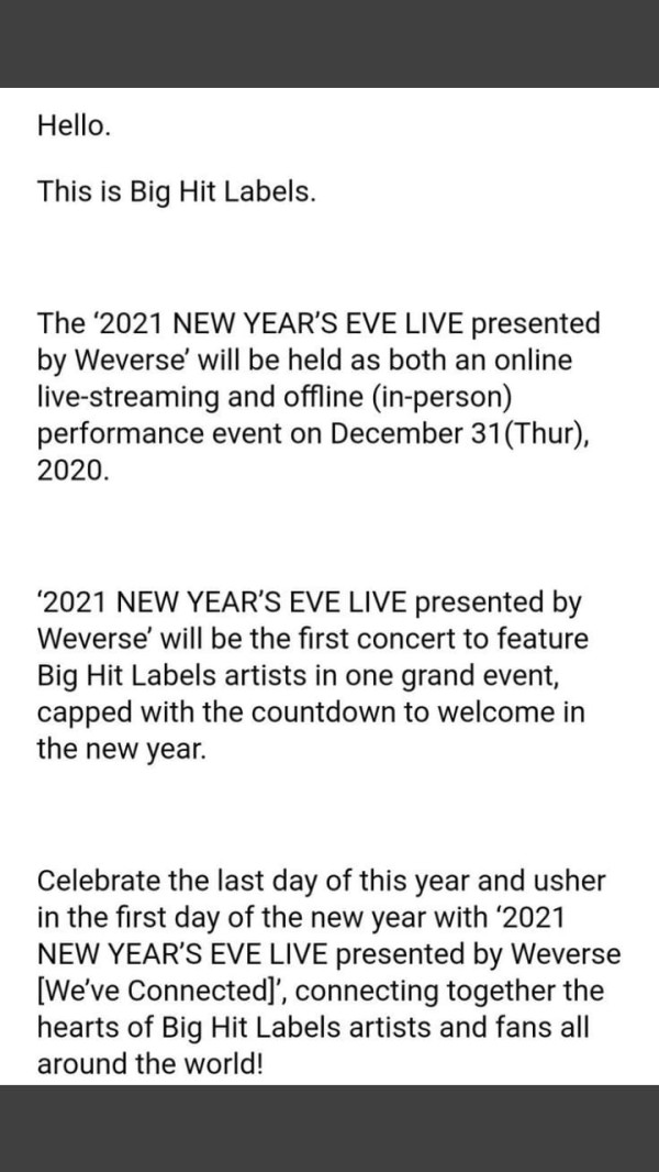 Artis-Artis Big Hit akan Gelar Konser Malam Tahun Baru Bersama