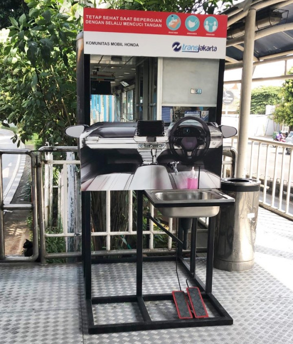 Unik, Komunitas Honda Sumbang Fasilitas Cuci Tangan Berbentuk Dasbor Mobil