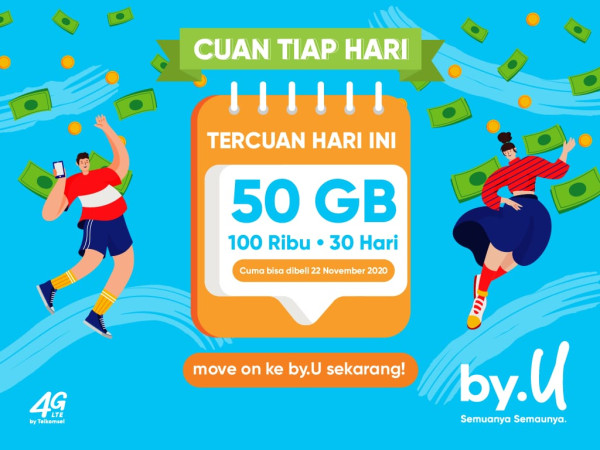 by.U Tawarkan Paket Ekonomis dengan Kuota Raksasa 50 GB Cuma Rp100 Ribu!