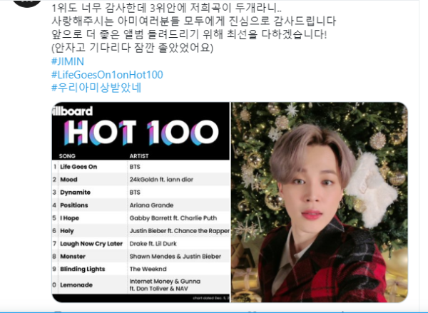 Respons Jimin dan Suga Setelah BTS Kuasai Billboard Amerika Serikat