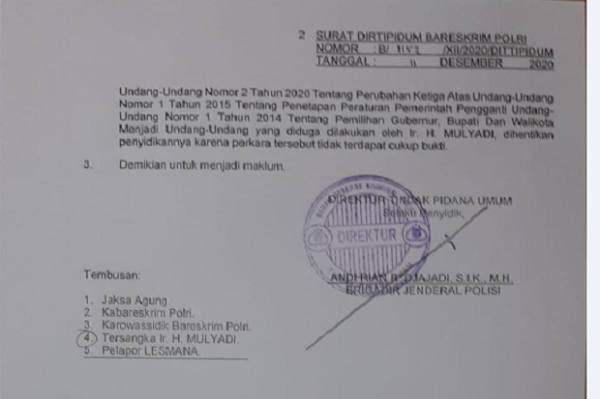Penyidikan Dihentikan, Cagub Sumbar Mulyadi Dinyatakan Tak Terbukti Bersalah