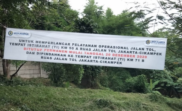 Jasa Marga Resmi Tutup Permanen Rest Area KM 50 Tol Jakarta-Cikampek