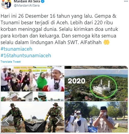 Mardani Kenang Tragedi Tsunami Aceh, Ada Foto Habib Rizieq