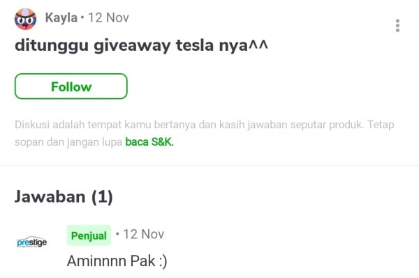 Kumpulan Pertanyaan Netizen Soal Tesla di Tokopedia yang Bikin Ngakak