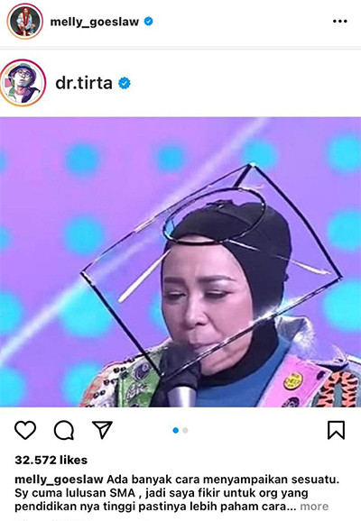 Melly Goeslaw Protes dr Tirta yang Pajang Fotonya: 'Anda Punya Masalah dengan Saya?'