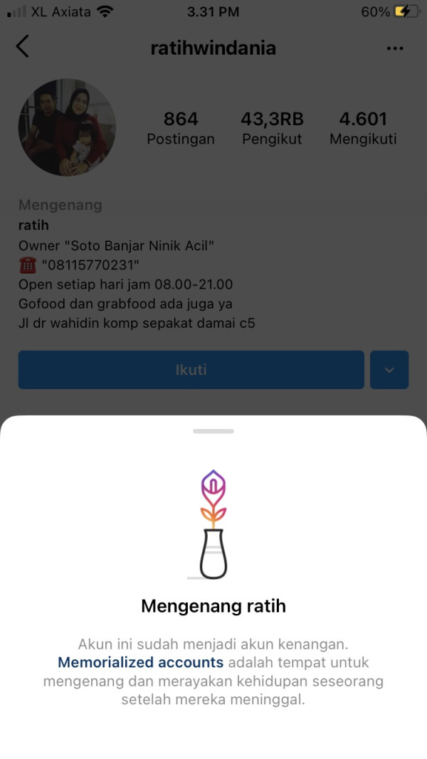 Instagram Berikan ‘In Memoriam’ di Akun Penumpang Sriwijaya Air SJ182