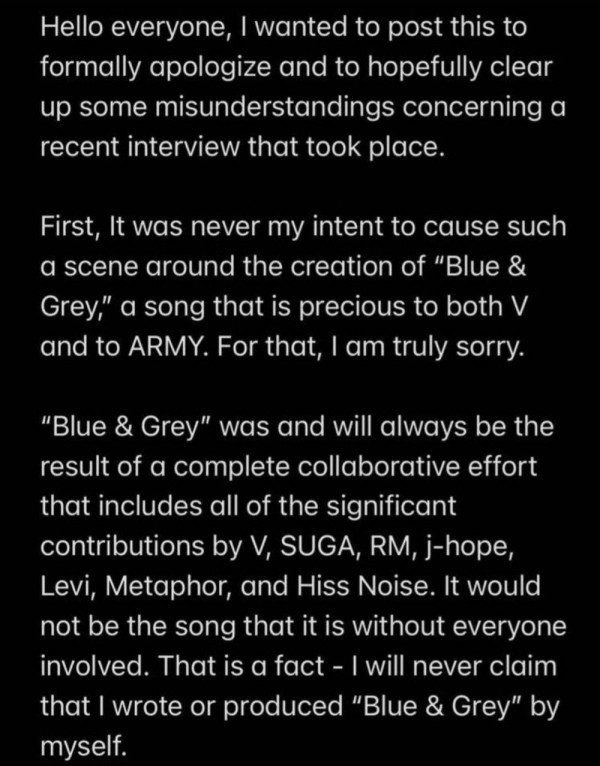 NIve Minta Maaf pada V BTS Terkait Kontroversi Penciptaan Lagu 'Blue & Grey'