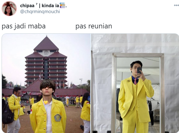 11 Meme Kocak V BTS dengan Jas Kuning Mentereng