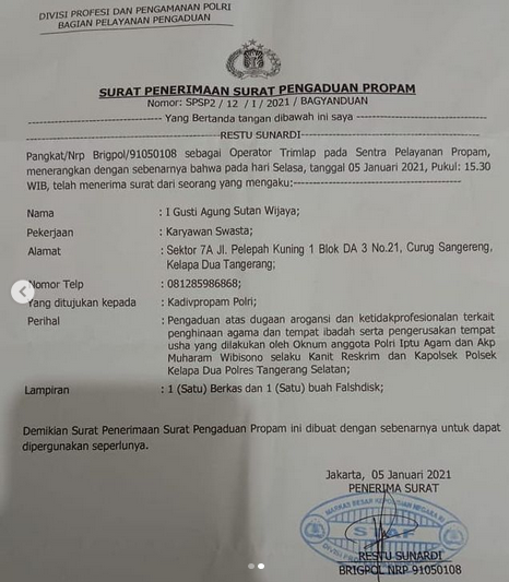 Buntut Polisi Masuk Tempat Sembahyang Pakai Sepatu, Kapolsek dan Kanit Reskrim Dilaporkan ke Propam