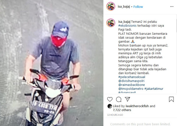 Terekam CCTV, Komedian Isa Bajaj Unggah Foto Pelaku Eksibisionis
