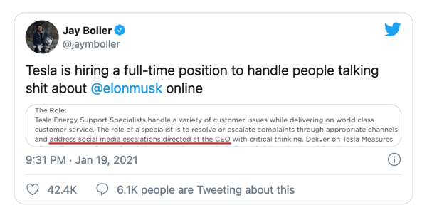 Tesla Cari Orang Buat Jadi Admin Twitter, Tertarik?